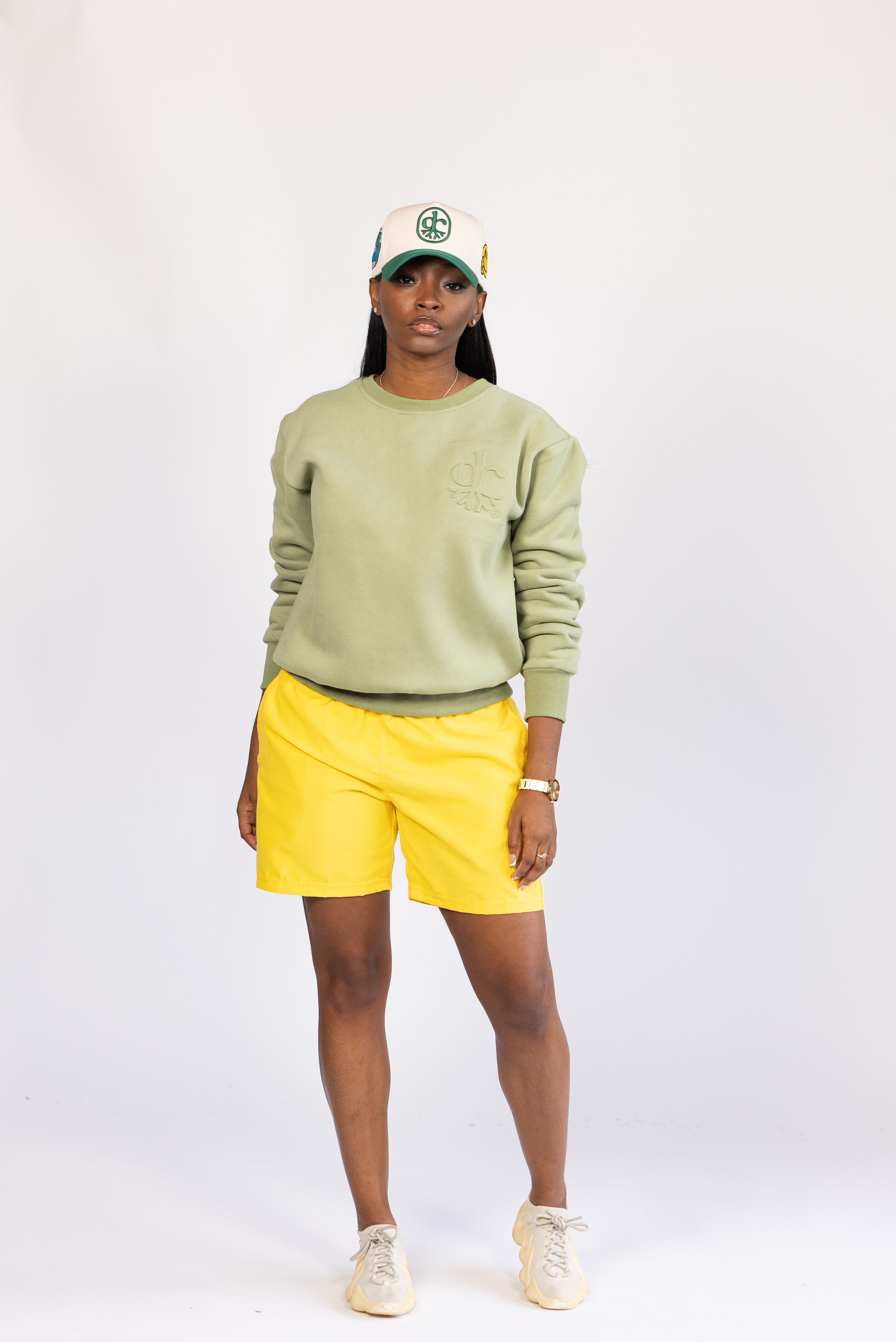 Smoke Green Embossed Crew