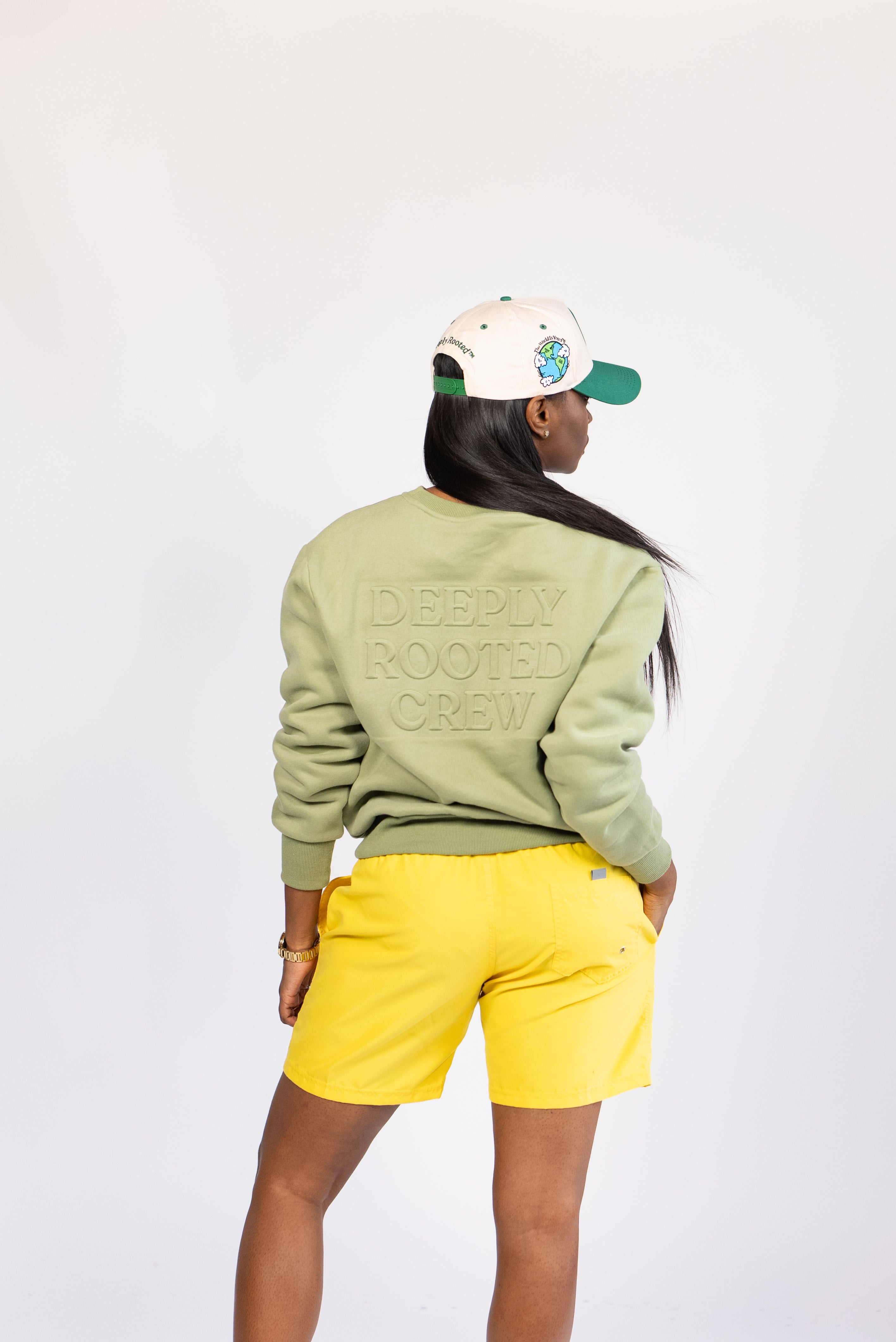 Smoke Green Embossed Crew