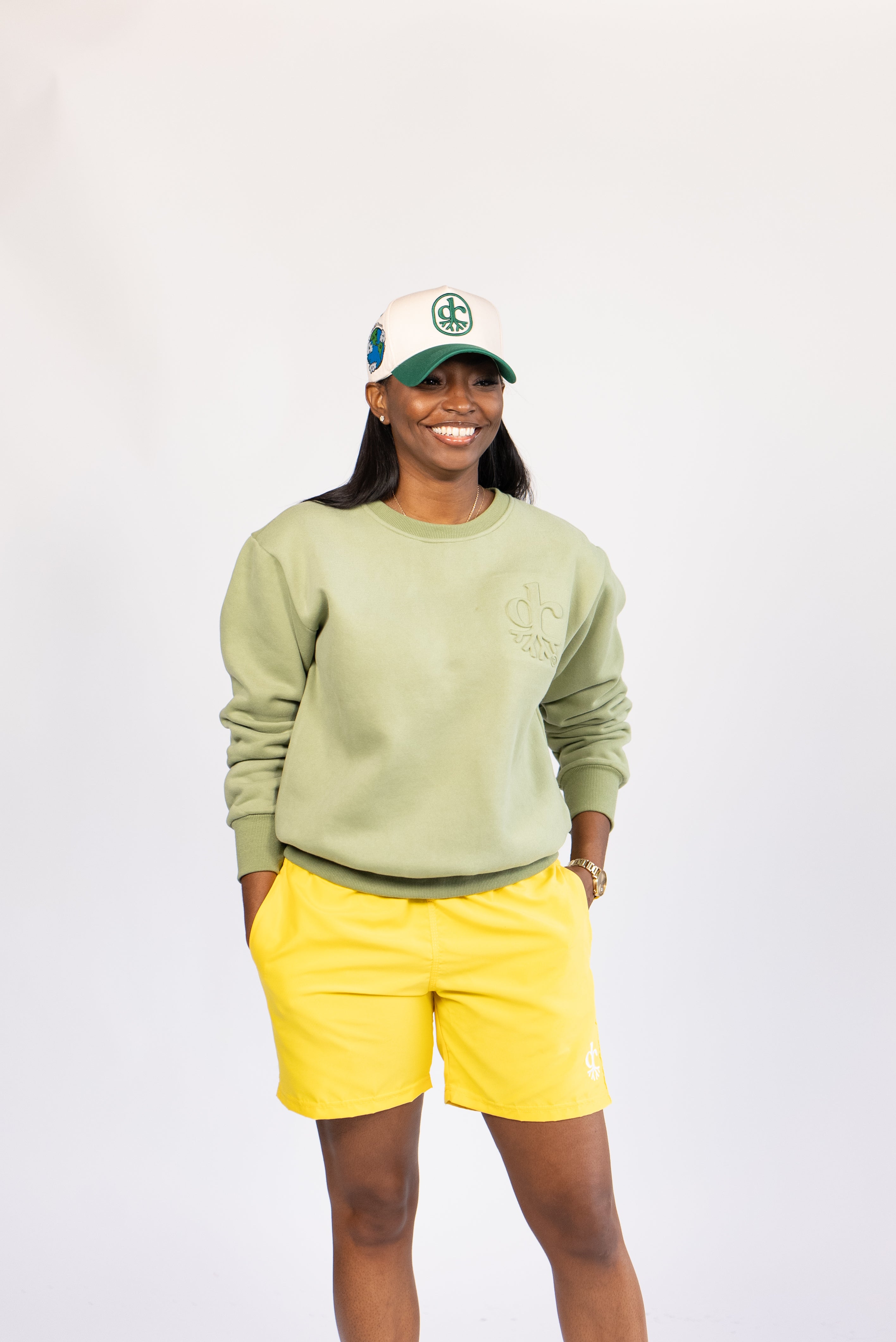 Smoke Green Embossed Crew